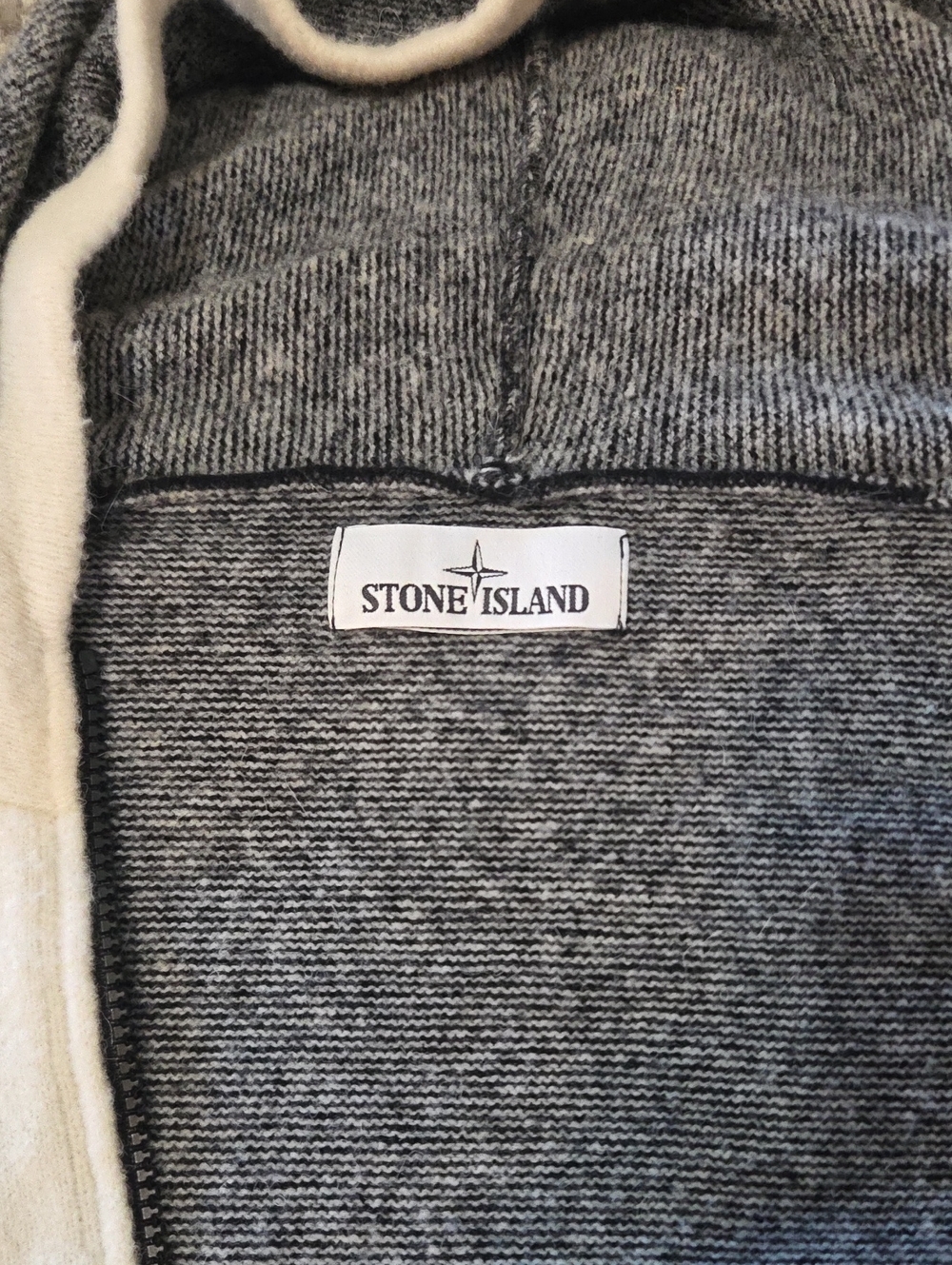 Stone Island Men's Gray Zip-Up Knit Sweater Hooded No Badge